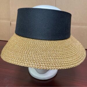 Eric Javits New York Woven Squishee Champ Visor Hat Black Natural UPF 50+ Sun